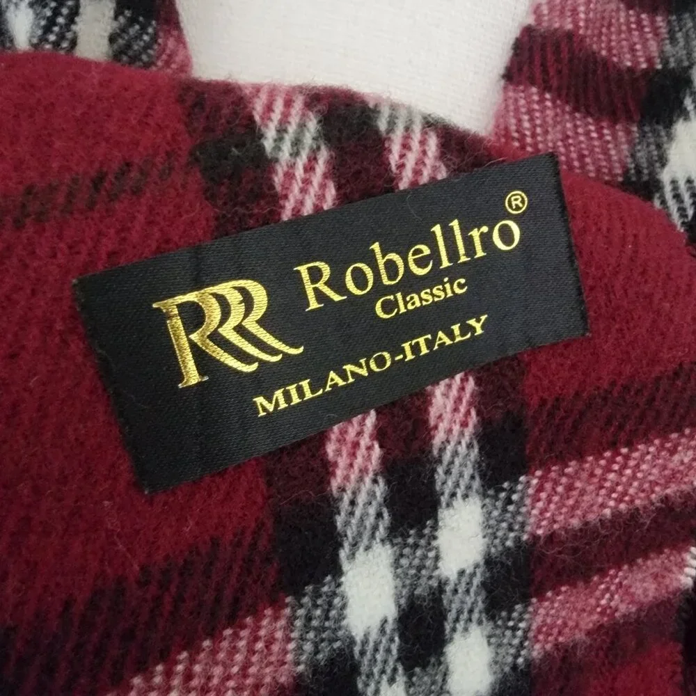 Robellro Milano Italy Design Red Plaid Polyester‎ Rectangle Scarf Classic Unisex